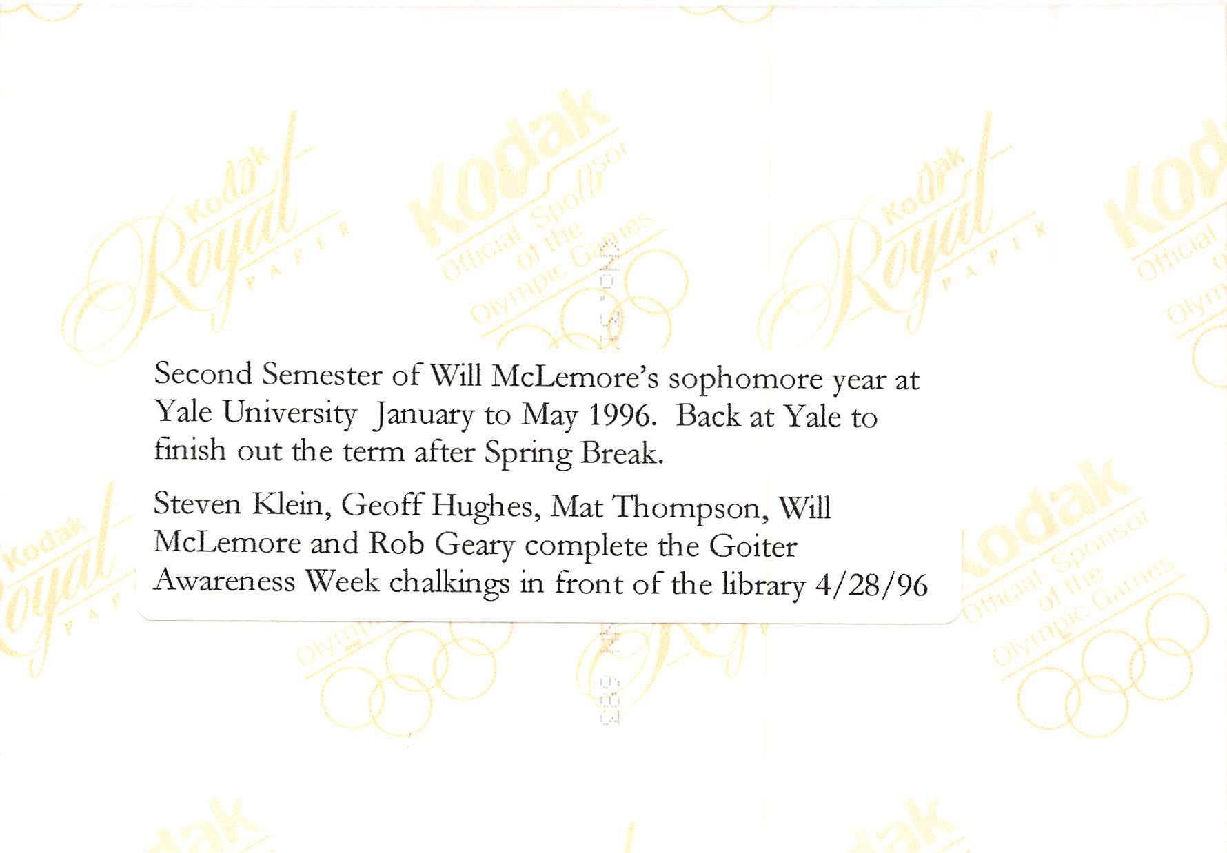 Original Kodak photo label documenting the founding of GAW, 4/28/96