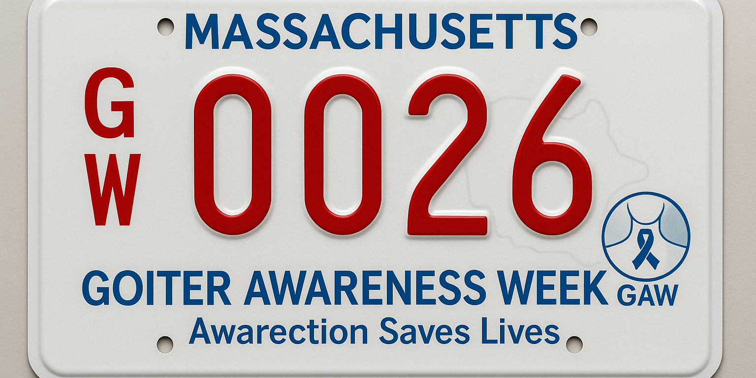 Massachusetts Goiter Awareness Week specialty license plate concept